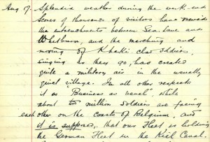 School log book entry, 17 August 1914 (TWAM ref. E.WH2/2/3)