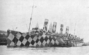 4.Photograph of RMS Mauretania that Wilkinson used to show the chequered pattern of dazzle design.