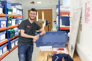 Jack Walton volunteering behind the scenes in Discovery Museum